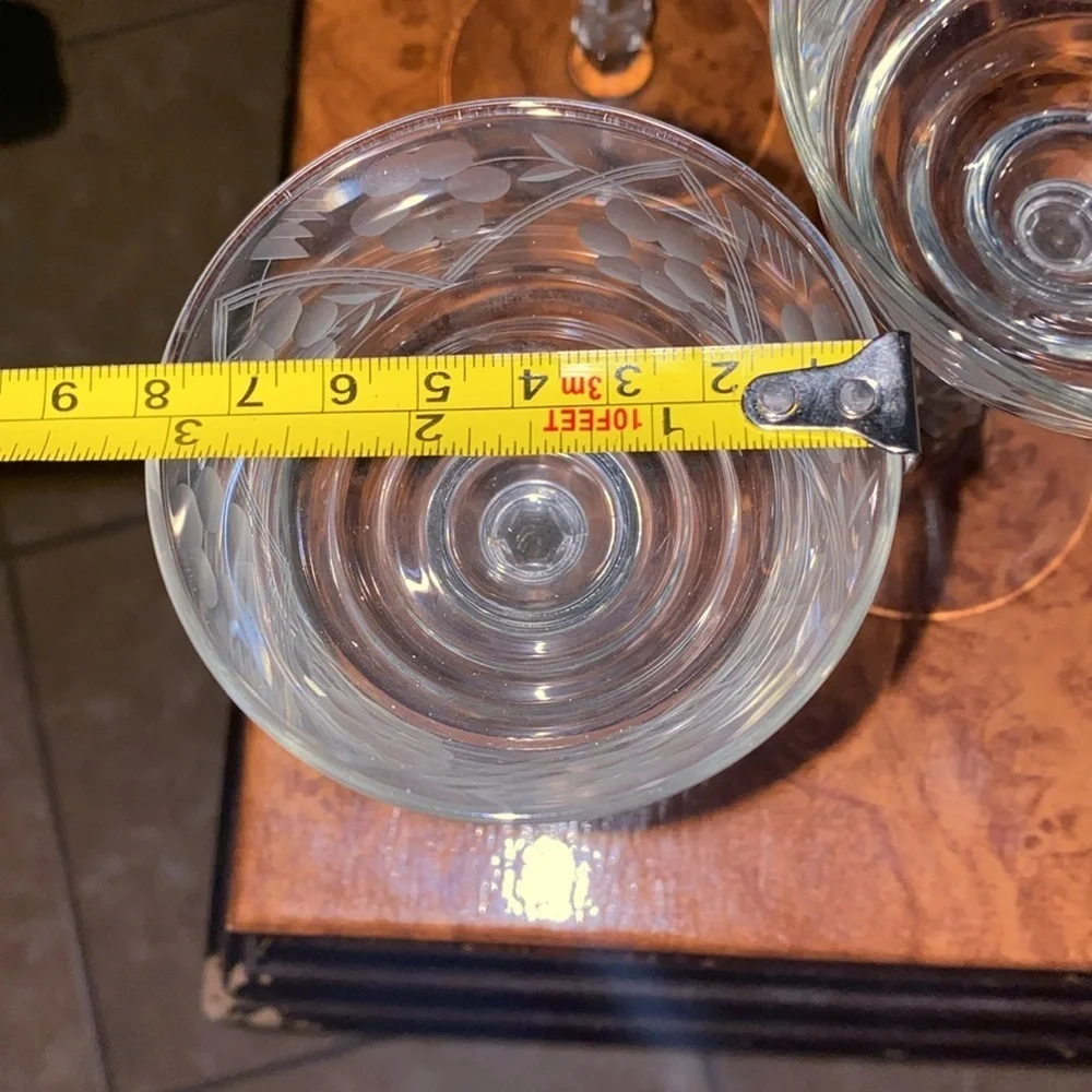 8 Vintage Libbey Rock Sharpe Arctic Rose Glasses 6 6” and 2 5.8” Stemware